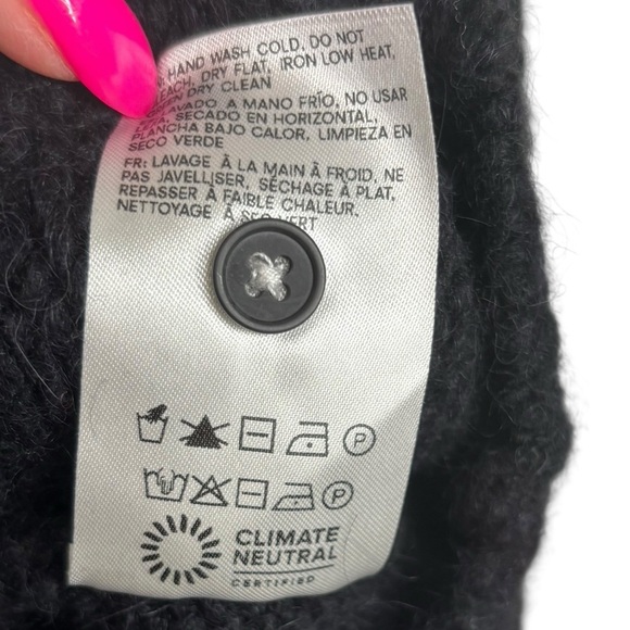 Reformation Black Baby Alpaca Merino Wool Button Front Cardigan Sweater Medium - Picture 7 of 12